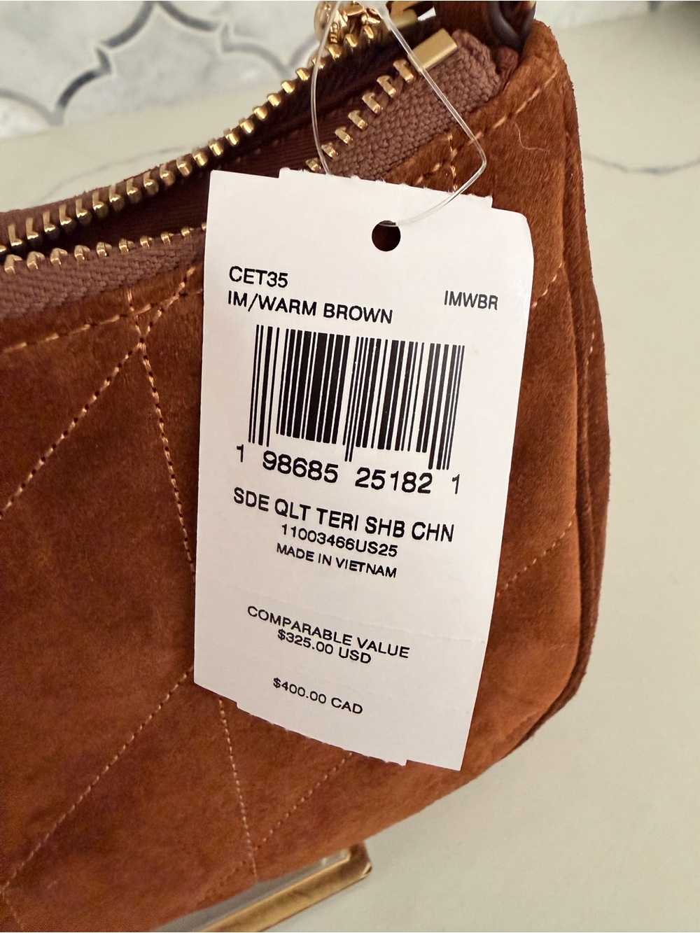 Coach Brown Suede Shoulder Bag with Gold Chain - Picture 9 of 10